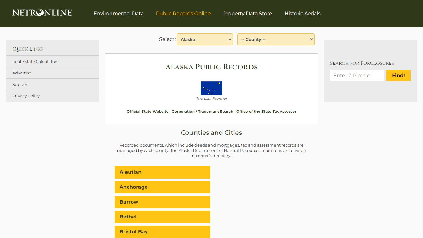 Alaska Public Records Online Directory - NETROnline.com